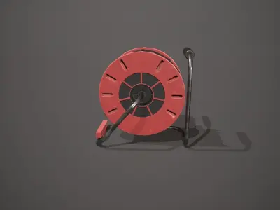 Black and Red Extension Cable Low-poly 3D model