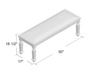 Antique Yellow Tomas Wood Upholstered Bench 3D model