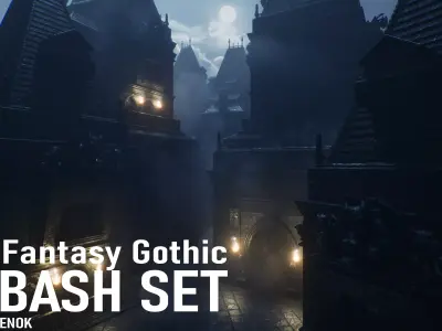 FREE Dark Fantasy Gothic Environment Kitbash Free low-poly 3D model
