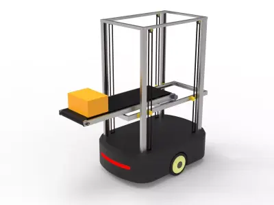 Industrial AGV Logistics Robot with Conveyor Belt 3D model
