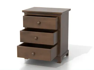 Vintage Wooden Nightstand Low-poly 3D model