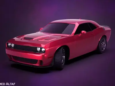 Free Dodge Challenger Hellcat 2015 Car 3D Model  Free low-poly 3D model