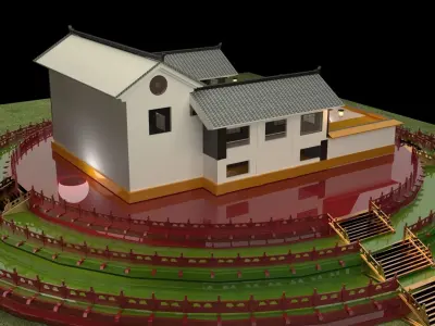 Chinese ancient courtyard  house 3D model get