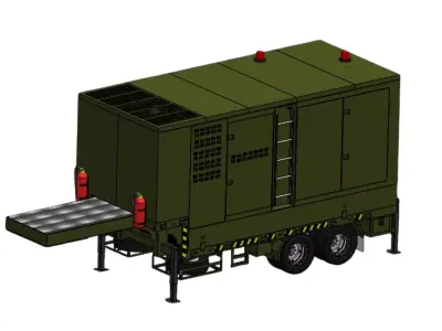 Military Generator Trailer 150kW 3D Model CAD FBX OBJ 3D model