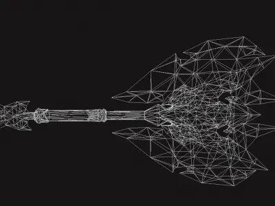Futuristic Axe Low-poly 3D model 5