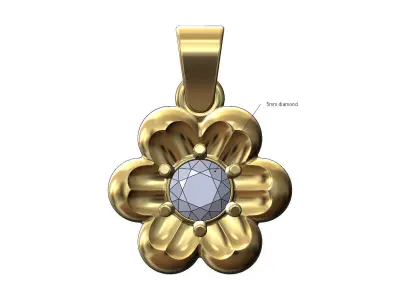Diamond Florentine solitaire pendant charm 3D print model