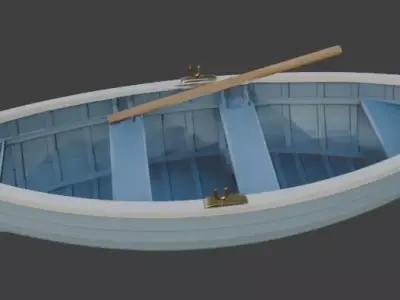 Small Blue Rowboat Clean Classic Boat 3D Model 3D model