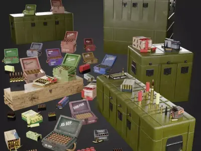Ammunition ammo box Military Collection  Low-poly 3D model