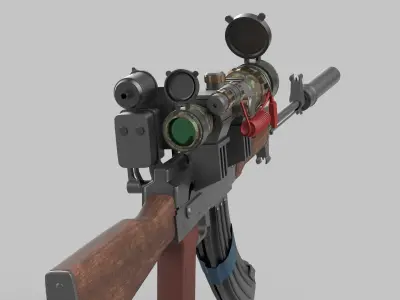 sniper rifle Low-poly 3D model 11