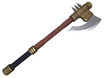 Medieval axe Low-poly 3D model 12