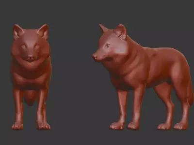 Wolf Miniature Low-poly 3D model