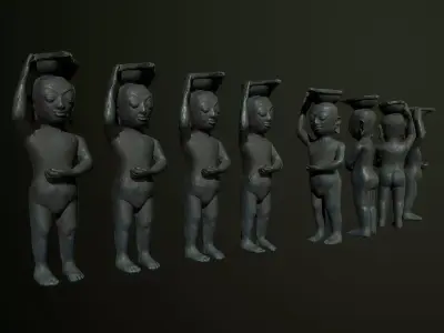 Balinese Oil lamp statue 3D model