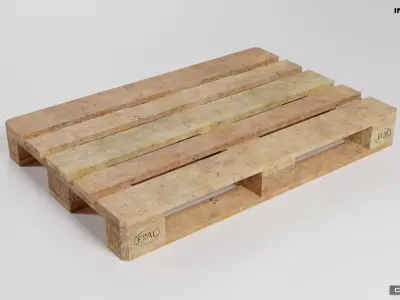 Wooden euro pallet used condition with dirt 3D model
