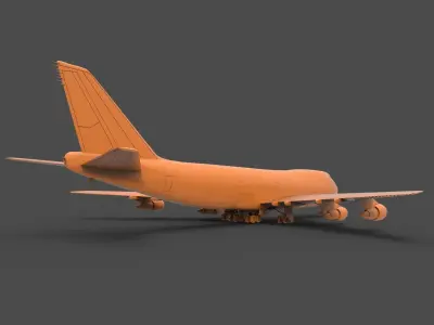 B 747 orange airplane 3D print model