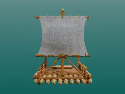 Wooden boat Free low-poly 3D model