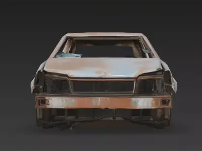Abandoned Car Wreck Low-poly 3D model