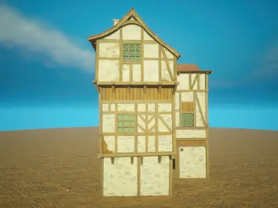 Medieval old House7-interior and exterior design Low-poly 3D model