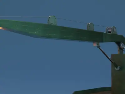 Green Metallic Rusted Davit Low-poly 3D model