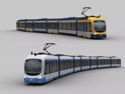 Low Poly Tram 9 Low-poly 3D model