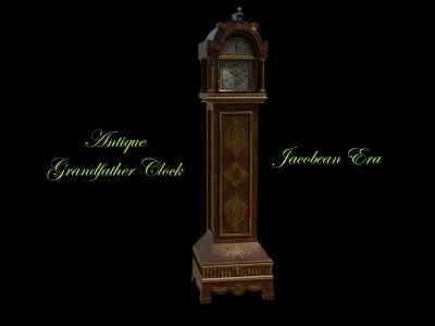 Grandfather Clock Jacobean Low-poly 3D model