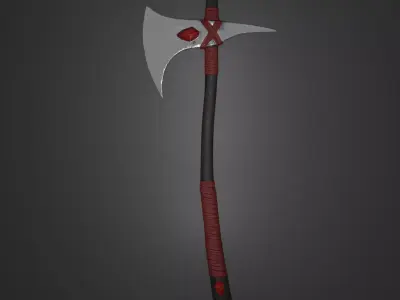 Axe Weapon With Blood Crystals low-poly game ready PBR Low-poly 3D model