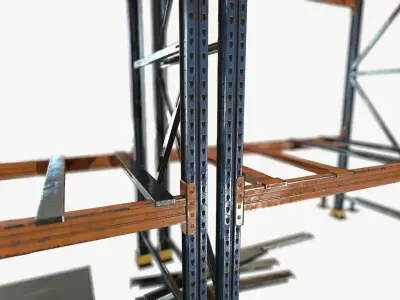 modular warehouse metal shelf Low-poly 3D model