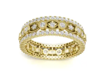 Antique Style Wedding Band With Diamond 3D print model