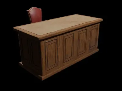 Classic Office Desk  Low-poly 3D model