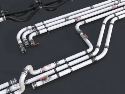 Modular Pipes - Sci-Fi Painted White Low-poly 3D model