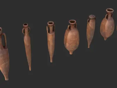 Amphora - Damaged Red Terracotta Low-poly 3D model