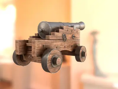 Old Cannon Low-poly 3D model shop