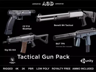 Game Ready Tactical Gun Pack Low-poly 3D model