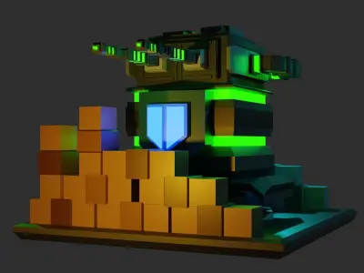 Laser turret for game  Free low-poly 3D model