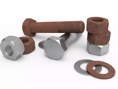 Nut Bolt  Low-poly 3D model