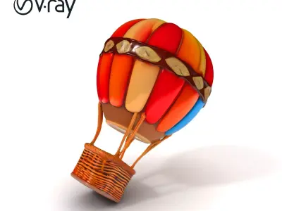 Colorful Hot Air Balloon Model Pack Low-poly 3D model