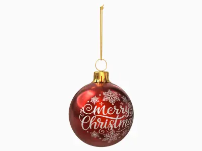 Red Christmas Ornament Merry Christmas Text &amp;ndash; Christmas Decoration 3D model