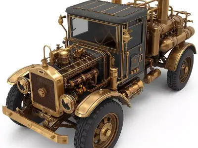 Steampunk Military Supply Truck 3D Model Low-poly 3D model