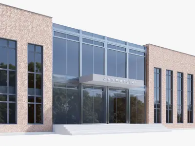 commercial building Low-poly 3D model 9