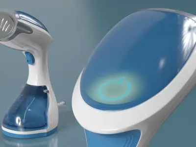 Portable Fabric Steamer with Water Tank Blue 3D model