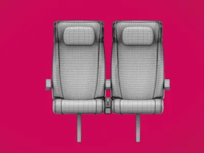 Train seat Plane passenger seats with pillow and armrest 3D model