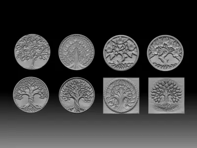 Tree of Life bas-relief design 3D print model