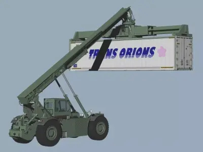 US MARINES Reach stacker RT-240 with 40ft and 20ft container 3D model