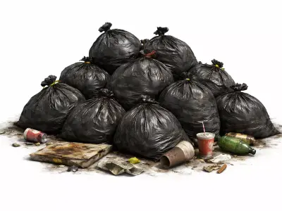 Trash Bag Pile -Garbage Bags Collection with Litter - PBR Low-poly 3D model