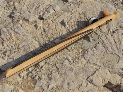 Speargun for spearfishing wood B 3D model Low-poly  UE4 Low-poly 3D model