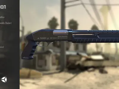 ShotGun PBR gun in video game Low-poly 3D model