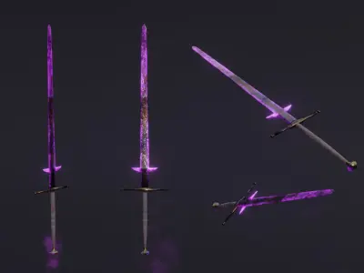 Set of 6 Elemental Great Swords  - Fantasy medieval weapon  Low-poly 3D model