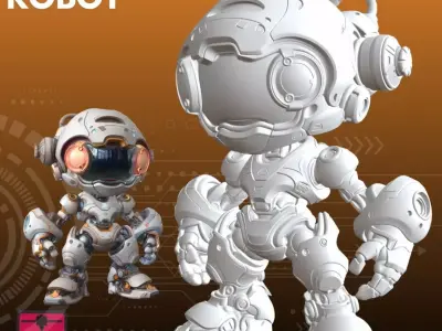 Helper Bot STL Friendly Retro Robot 3D Model 3D print model