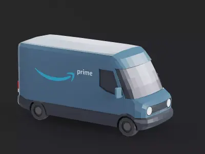 Amazon Prime Delivery Van Stylized Low-poly 3D model