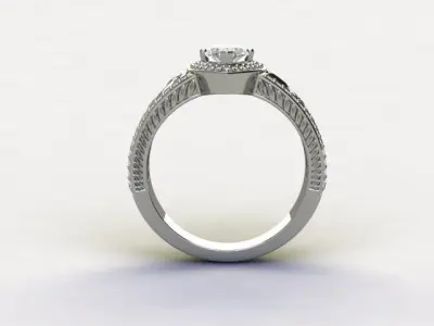 10128 engagement ring with marquise cut diamond 3D print model
