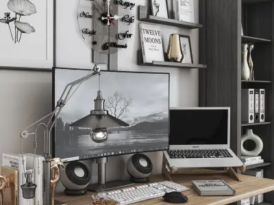 Workplace2 industrial desk lamp with shade 3D model